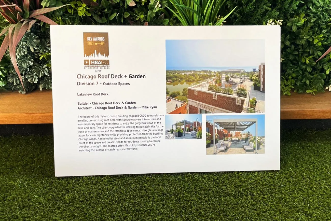 Platinum Key Award winning Lakeview Roof Deck project