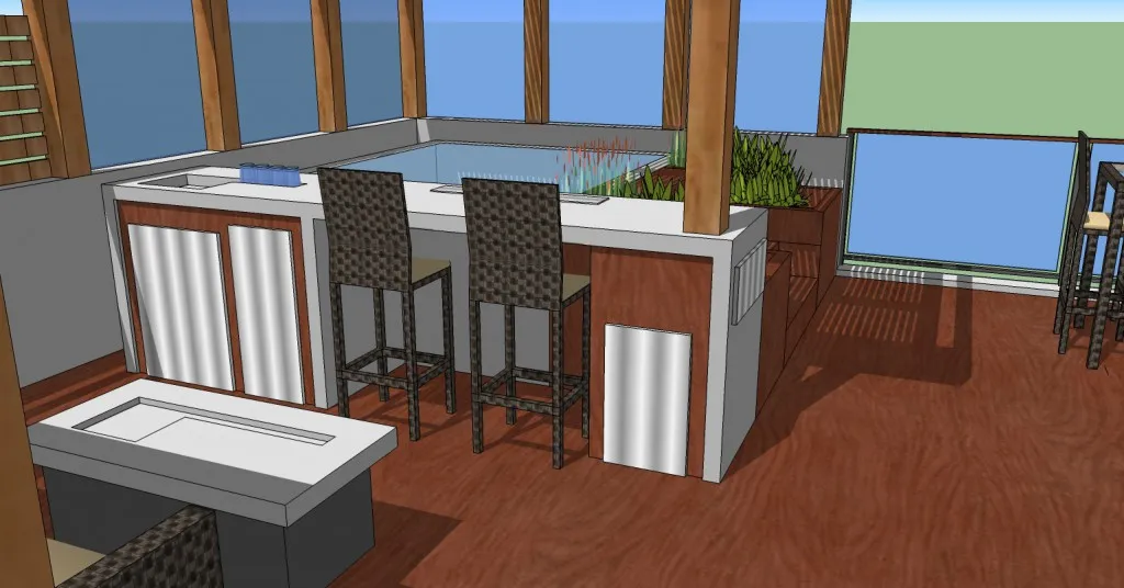 Hot tub oasis design sketch - view 2