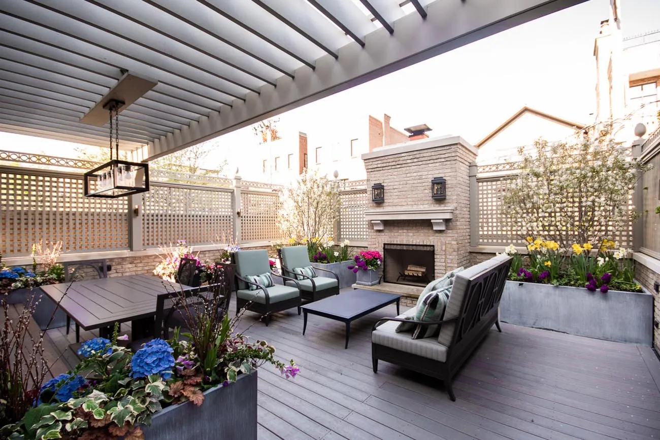 Luxury roof deck with outdoor kitchen and entertainment area